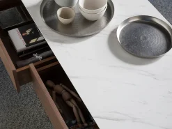 Mesa de centro retangular em mármore de porcelana e nogueira 2049 ANGEL CERDA