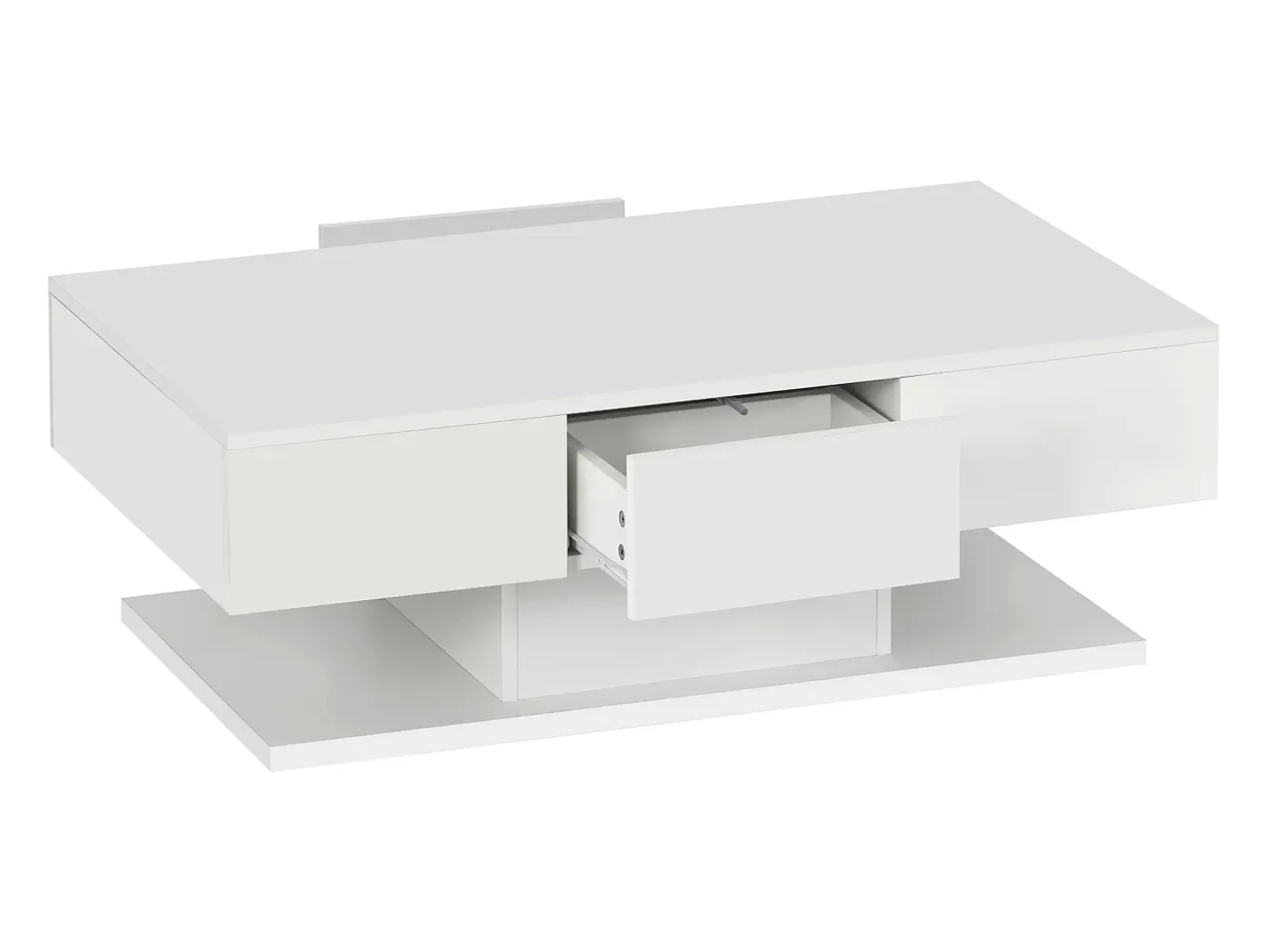 Mesa de centro retangular com 2 gavetas - aglomerado de madeira - estilo moderno - branco