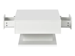 Mesa de centro retangular com 2 gavetas - aglomerado de madeira - estilo moderno - branco
