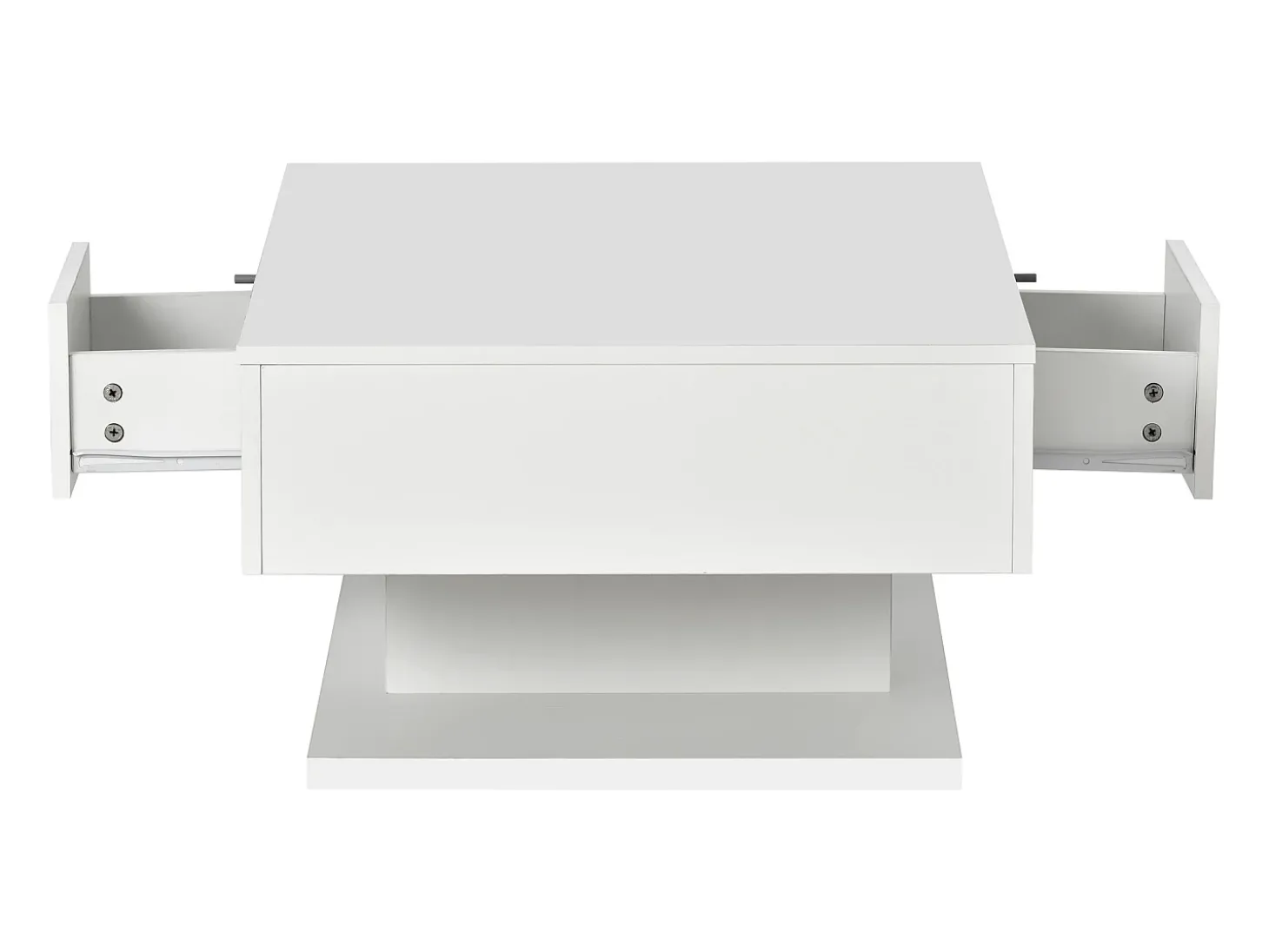 Mesa de centro retangular com 2 gavetas - aglomerado de madeira - estilo moderno - branco