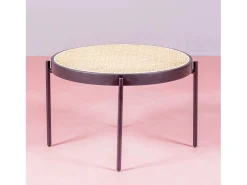 Mesa de centro retrô com detalhes em rattan natural (60cm) - North - Preto