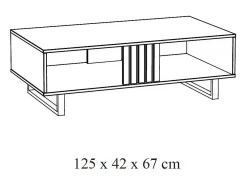 Mesa de centro robusta coleção LOFT Cor carvalho claro. Pés em metal preto.