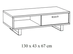 Mesa de centro robusta da coleção NEWTON Cor carvalho dourado. Pés em metal preto.