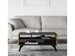 Mesa de centro Soah madeira e preto 40cm