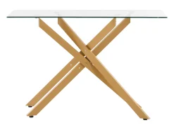 Mesa de Centro SucceBuy em Vidro Moderna, com Tampos de Vidro Temperado e Pernas Cruzadas de Metal, Equipada com Pés Ajustáveis Antiderrapantes, Ideal para Sala