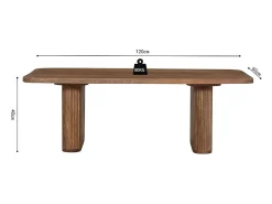 Mesa de centro TALVORA – Madeira de mangueira maciça – Mesa de centro retangular 120x60 cm – Design rústico e natural