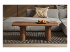 Mesa de centro TALVORA – Madeira de mangueira maciça – Mesa de centro retangular 120x60 cm – Design rústico e natural
