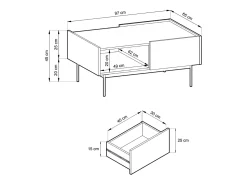 Mesa de centro, Tijolo, TOP: Carvalho Linea, 97 x 45 x 65 cm