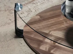Mesa de centro triangular vidro temperado triangular, aço preto e nogueira 2055 ANGEL CERDA