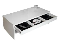 Mesa de centro TRIGO com gaveta na cor Branco brilhante - comprimento 118 cm