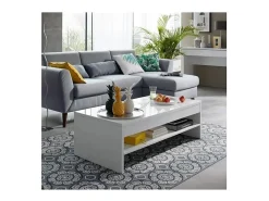 Mesa de centro TRIGO com gaveta na cor Branco brilhante - comprimento 118 cm