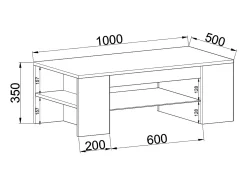 Mesa de centro Tunas design em madeira e vidro branco/preto 100x50x35 cm, armazenamento otimizado, montagem fácil
