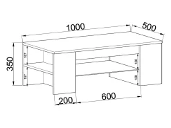 Mesa de centro Tunas design em madeira e vidro branco/preto 100x50x35 cm, armazenamento otimizado, montagem fácil