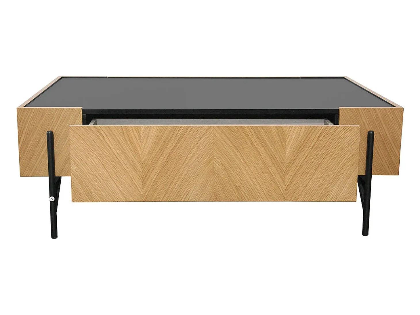 Mesa de centro vintage em madeira clara com gaveta integrada SEQUOIA