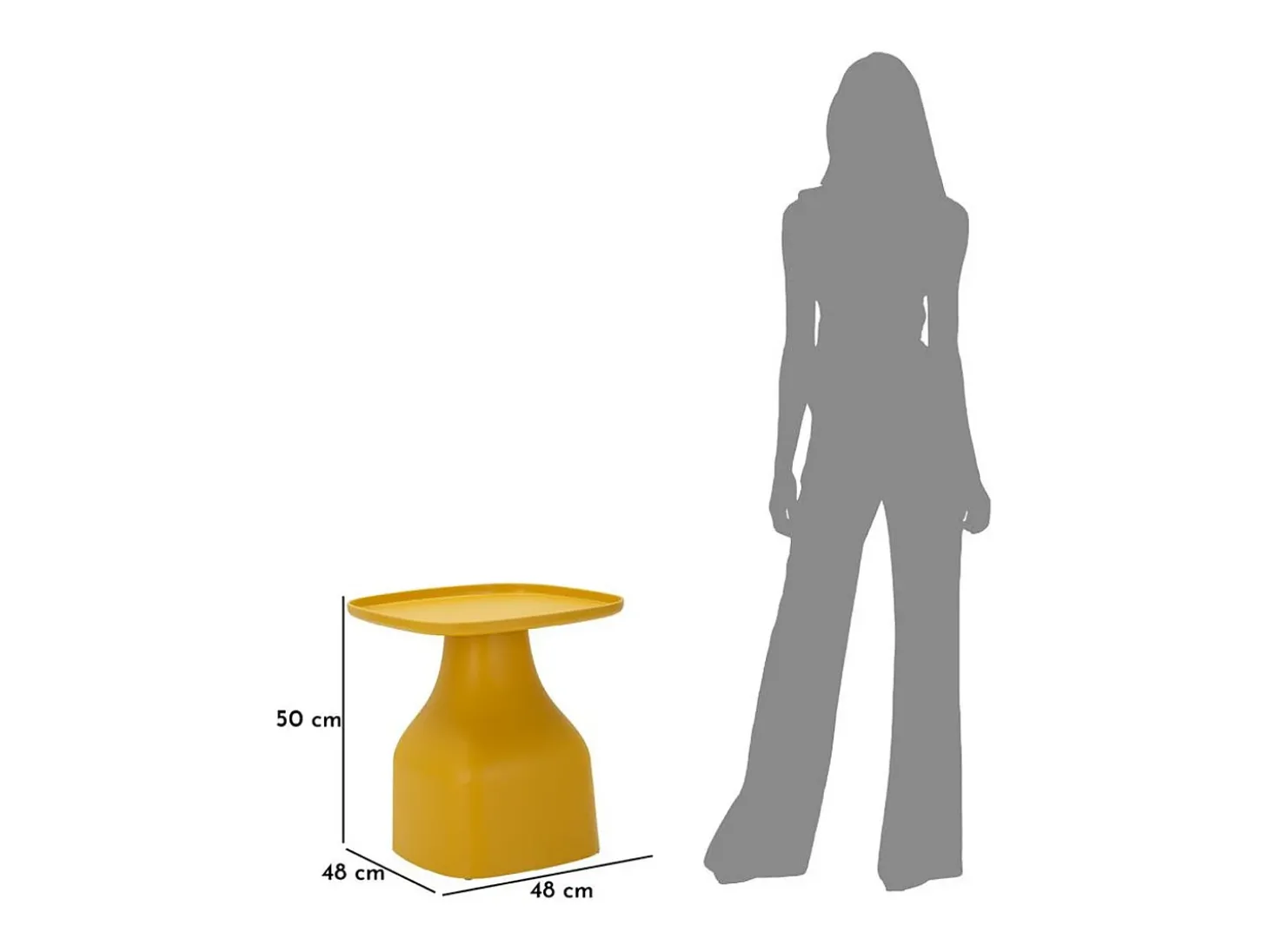 Mesa de Centro VKH707, Amarelo, 50x48x48 cm, Kendra Home