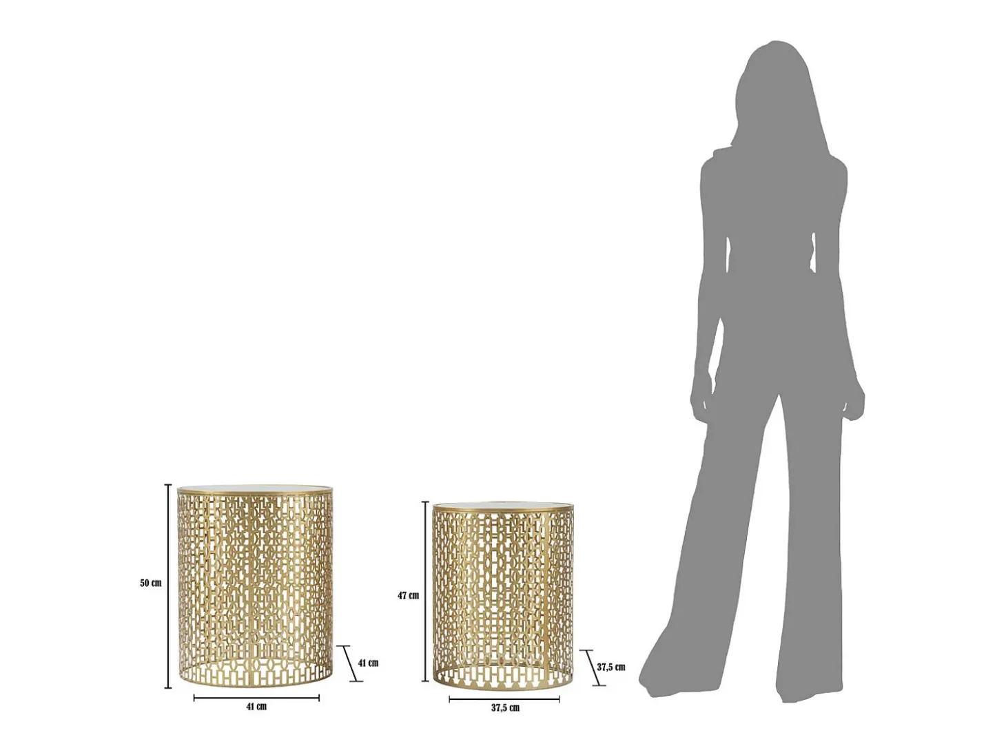 Mesa de Centro VKH540, Ouro, 41x41x50 cm, Kendra Home