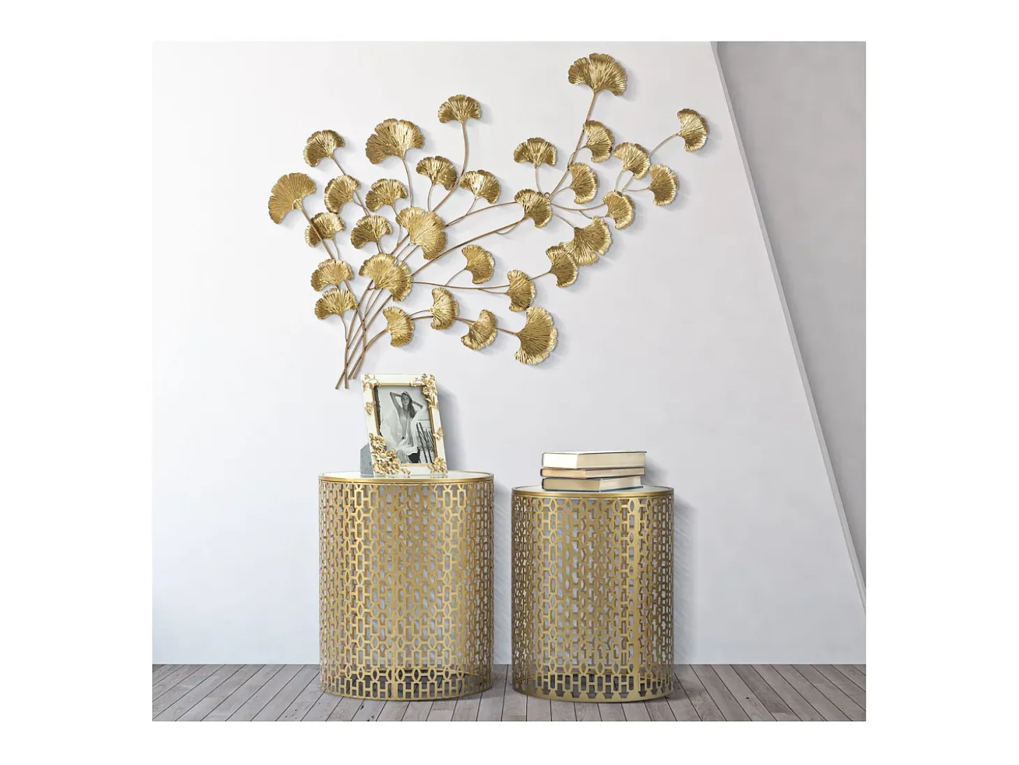Mesa de Centro VKH540, Ouro, 41x41x50 cm, Kendra Home