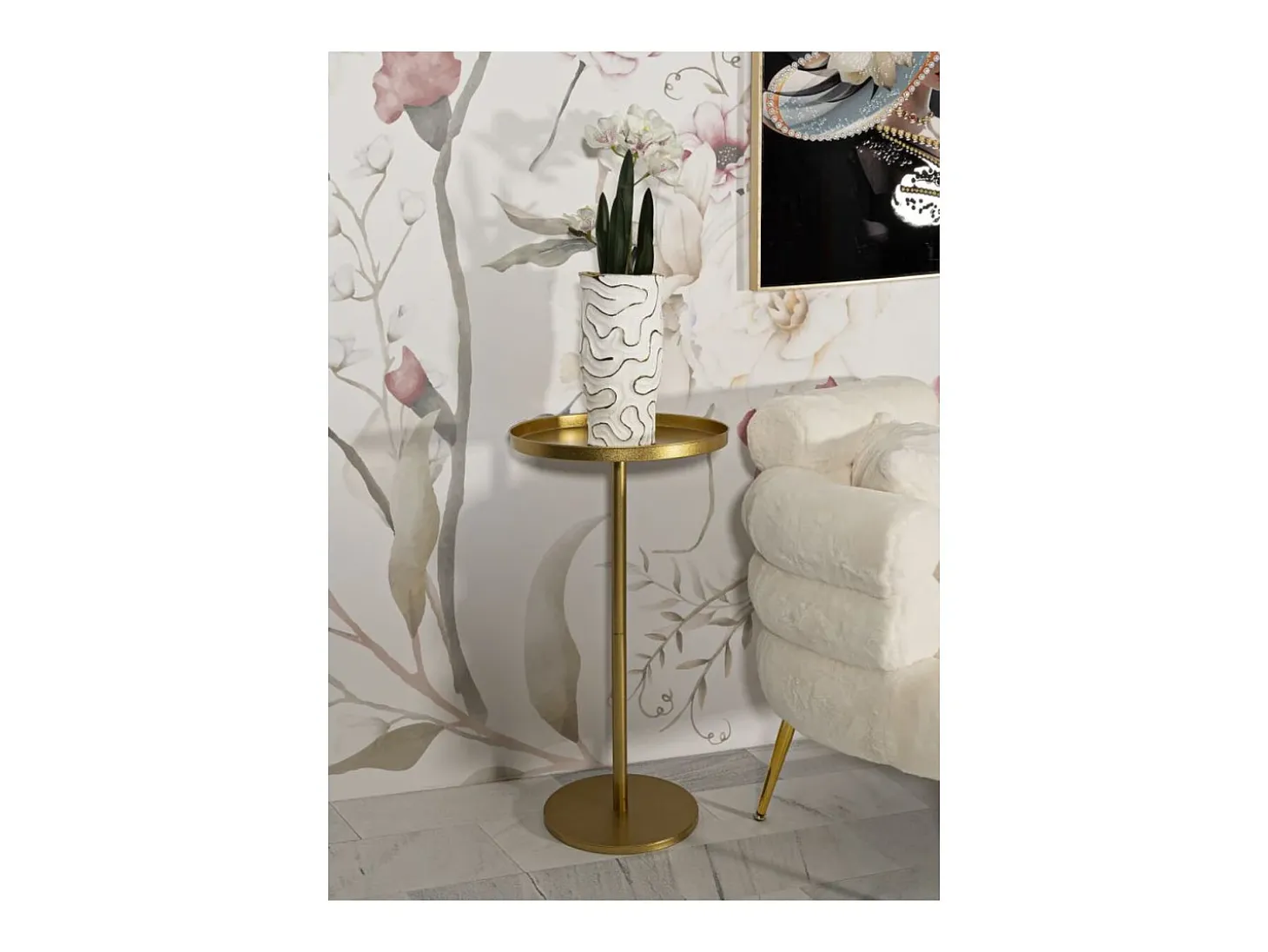 Mesa de Centro VKH578, Ouro, 51x51x100 cm, Kendra Home