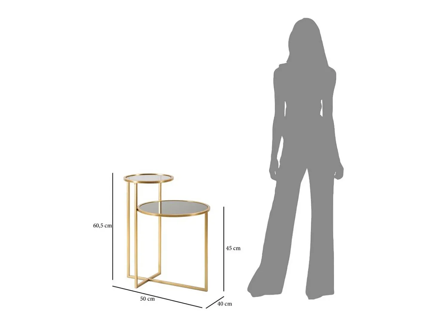 Mesa de Centro VKH570, Ouro, 50x40x60,5 cm, Kendra Home