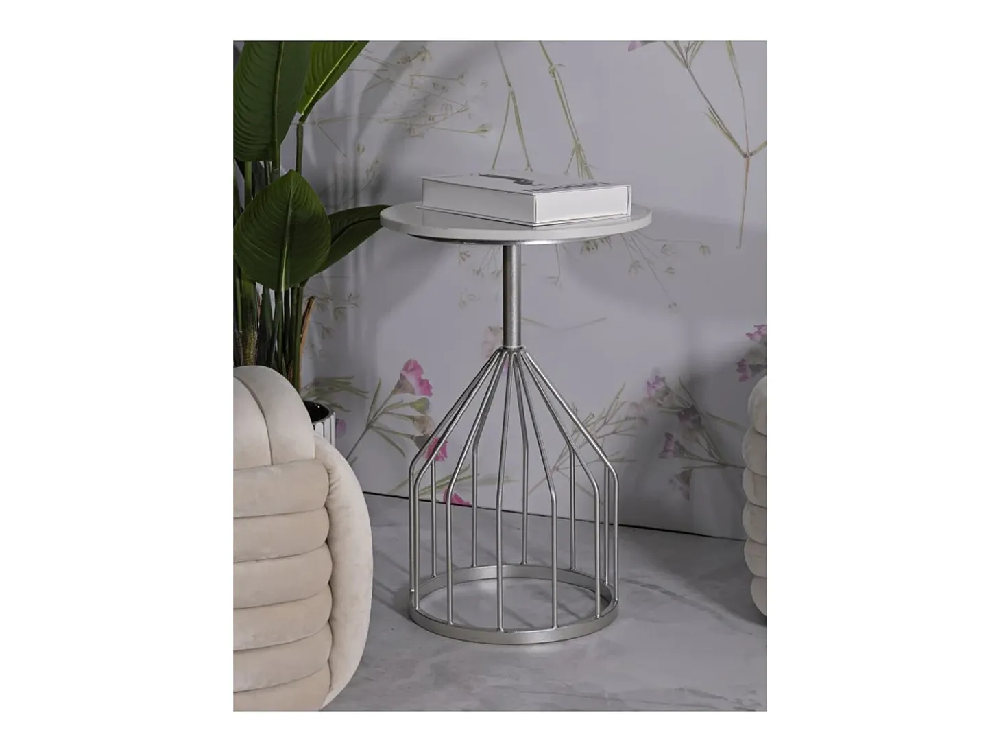 Mesa de Centro VKH532, Prata, 37,5x37,5x58 cm, Kendra Home