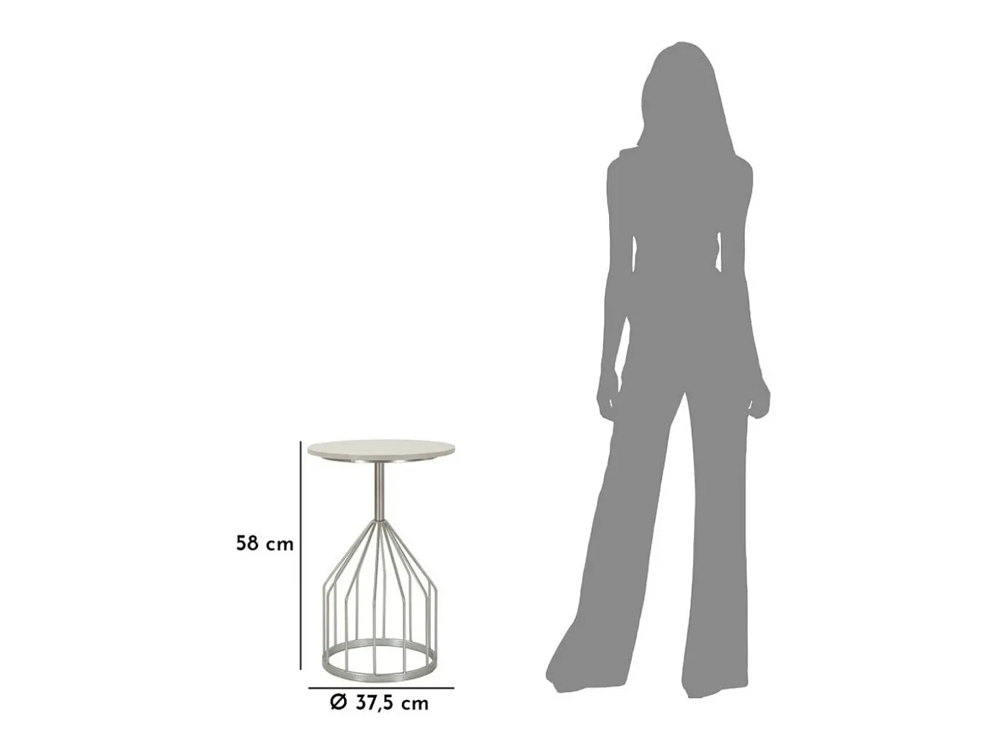 Mesa de Centro VKH532, Prata, 37,5x37,5x58 cm, Kendra Home