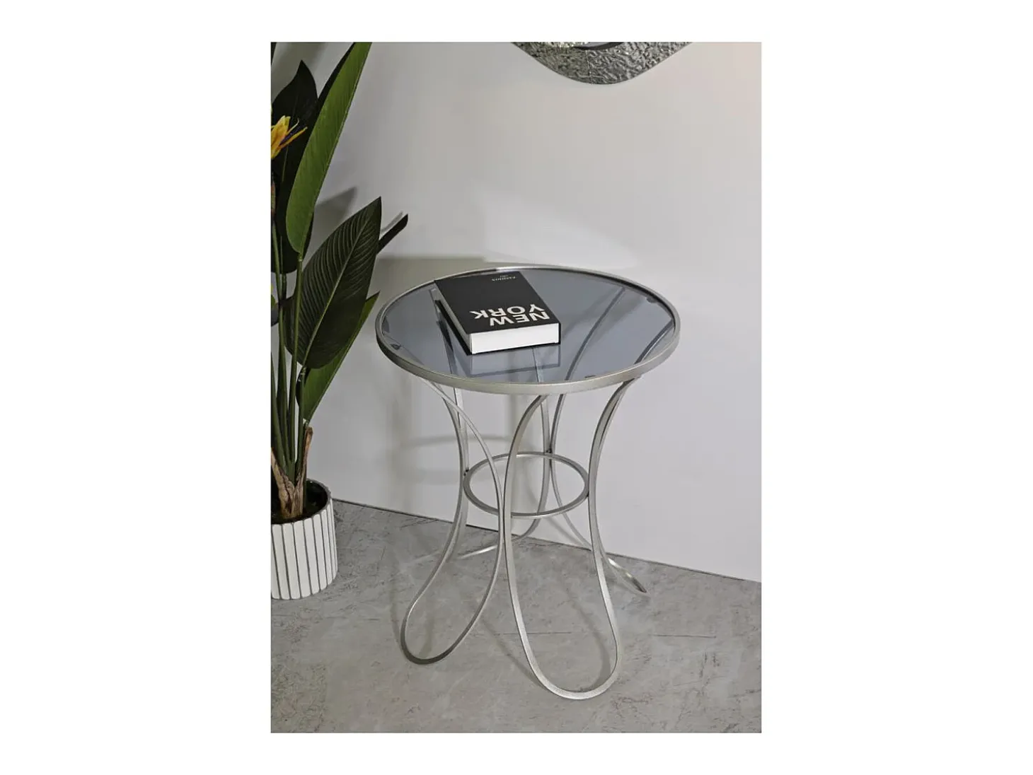 Mesa de Centro VKH564, Prata, 56x56x68 cm, Kendra Home