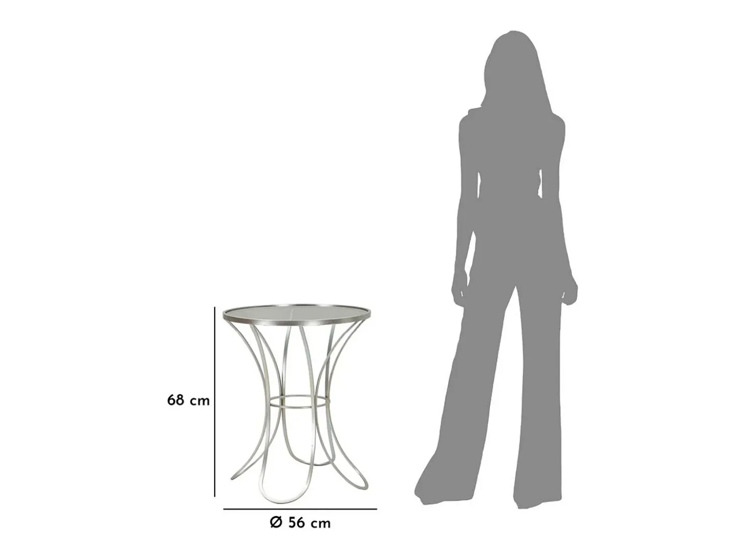Mesa de Centro VKH564, Prata, 56x56x68 cm, Kendra Home