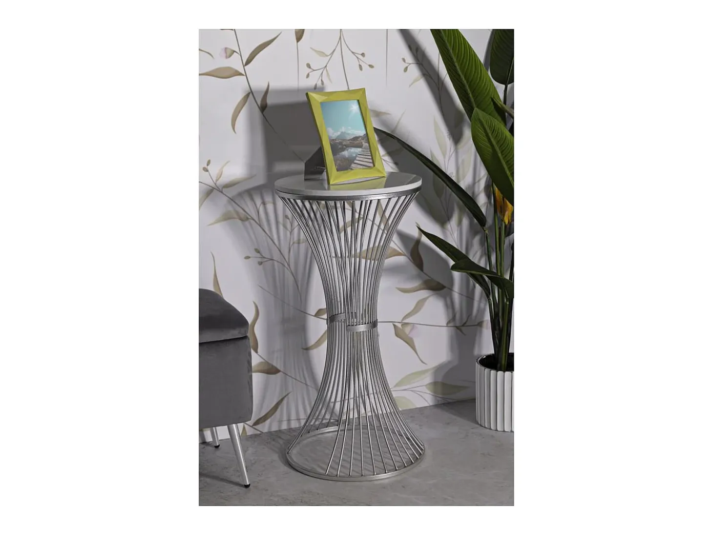 Mesa de Centro VKH582, Prata, 40x40x79 cm, Kendra Home