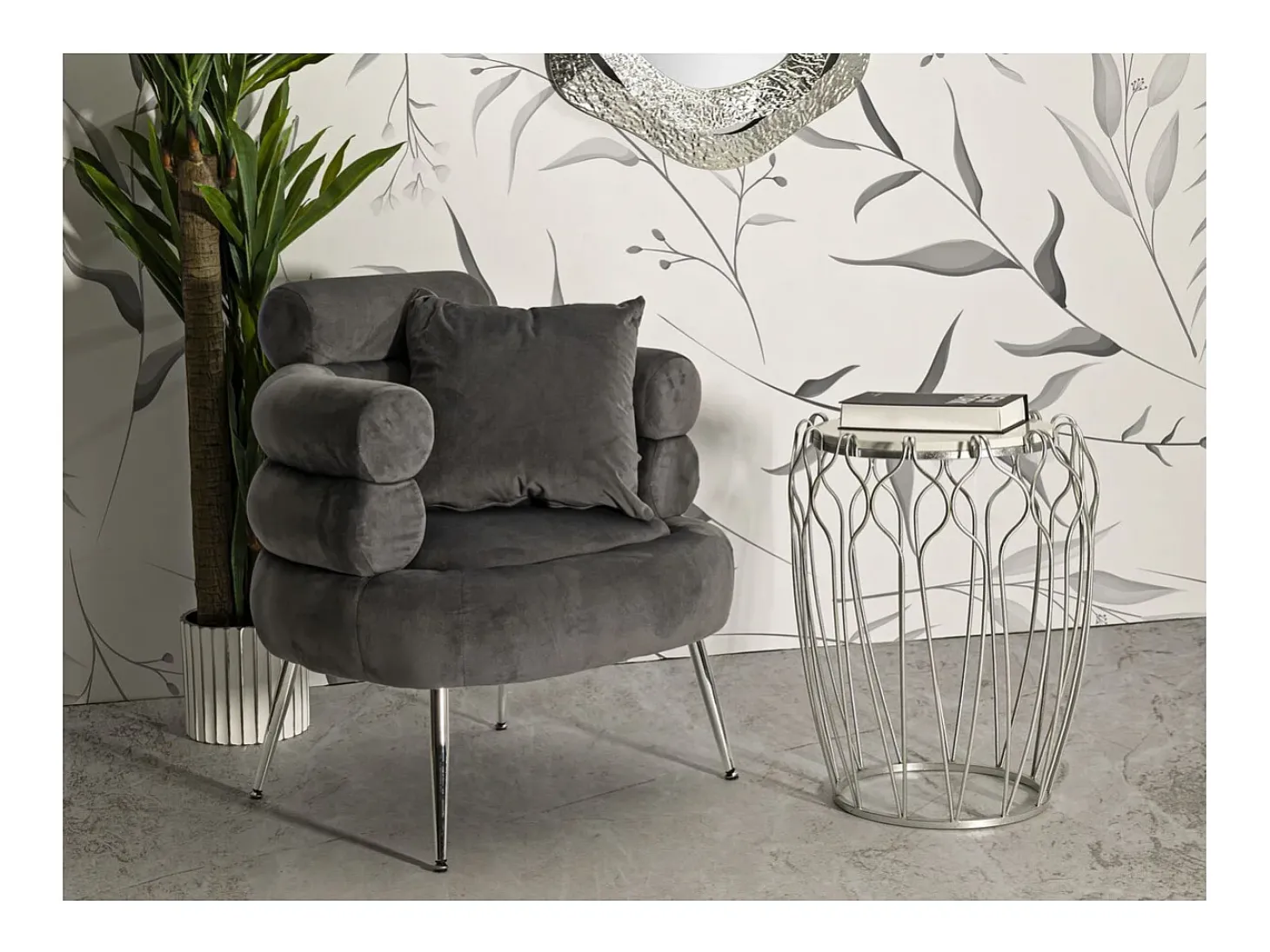 Mesa de Centro VKH530, Prata, 47,5x47,5x61,5 cm, Kendra Home