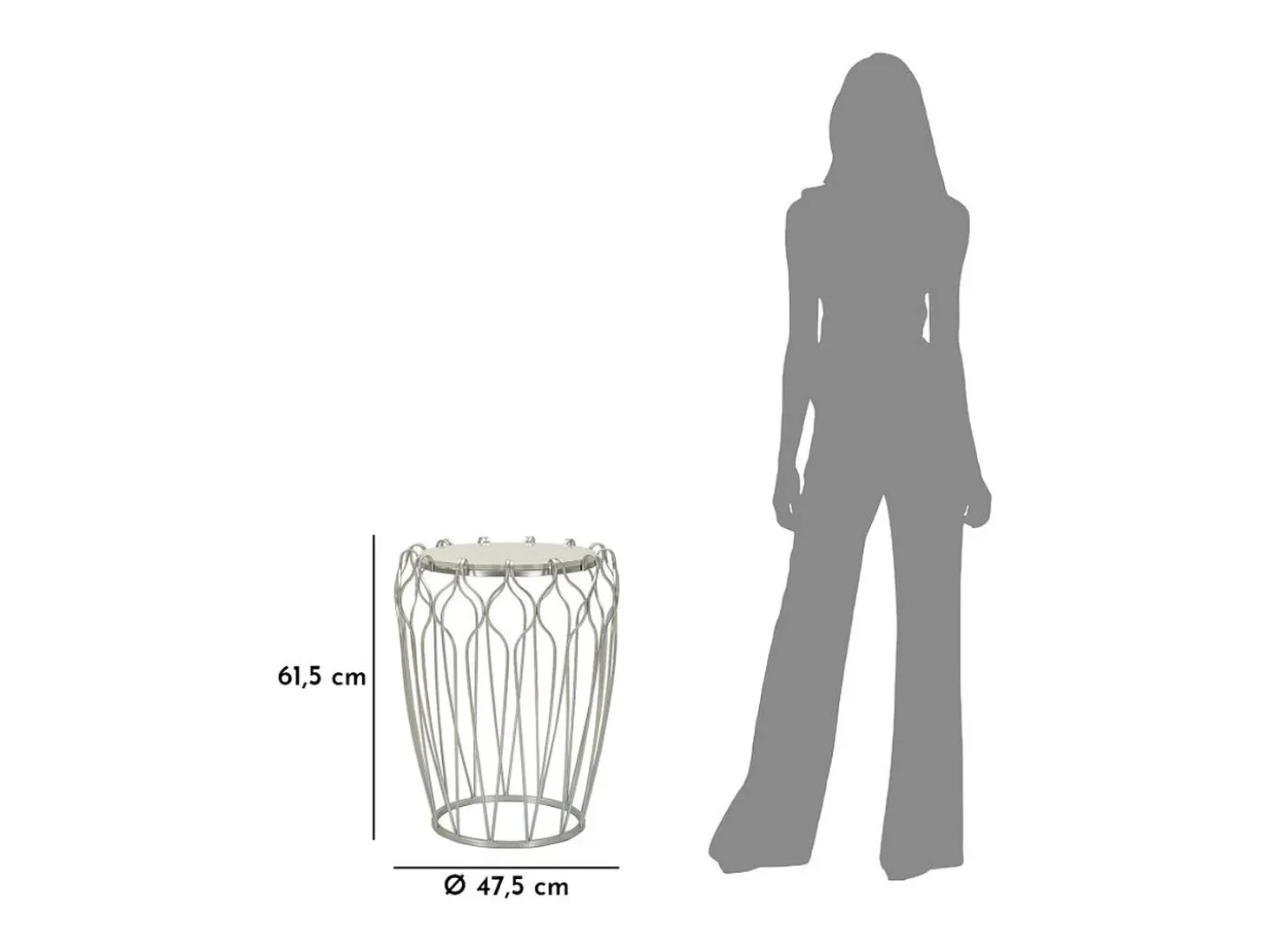 Mesa de Centro VKH530, Prata, 47,5x47,5x61,5 cm, Kendra Home