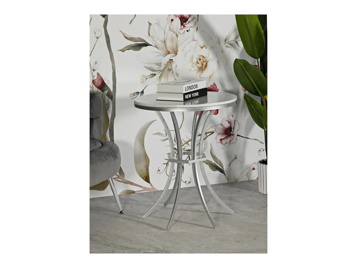 Mesa de Centro VKH807, Prata, 56x56x68 cm, Kendra Home
