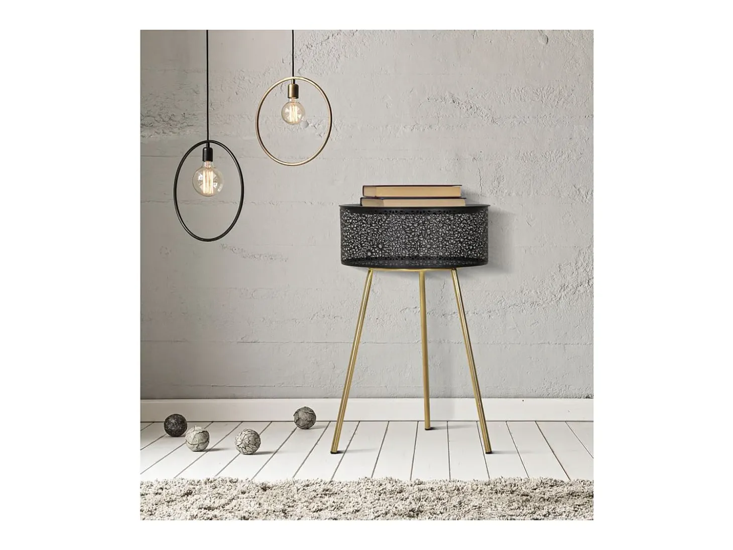 Mesa de Centro VKH521, Preto, 40x40x65 cm, Kendra Home