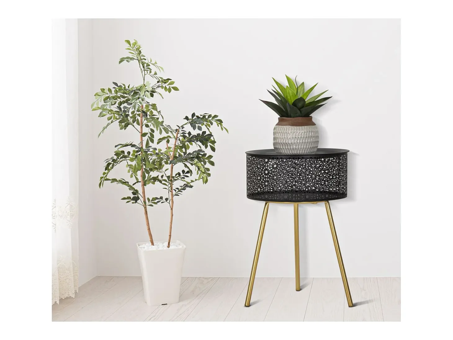 Mesa de Centro VKH523, Preto, 35x35x50 cm, Kendra Home