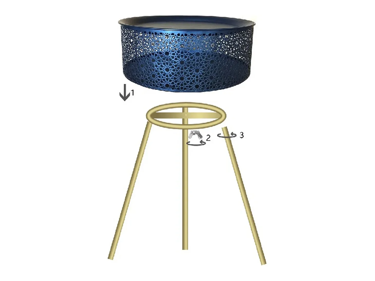 Mesa de Centro VKH523, Preto, 35x35x50 cm, Kendra Home