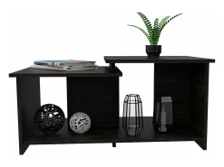 Mesa de centro Wema em melamina, com arrumação aberta, 41.91 cm X 89 cm X 53 cm , Cinzento / Prata