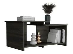 Mesa de centro Wema em melamina, com arrumação aberta, 41.91 cm X 89 cm X 53 cm , Cinzento / Prata