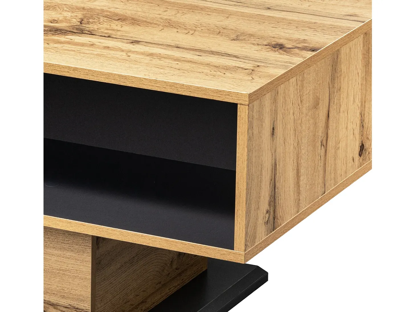 Mesa de centro 100x60cm com gaveta, madeira natural clara