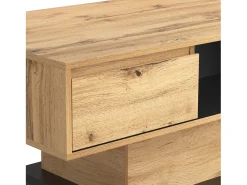 Mesa de centro 100x60cm com gaveta, madeira natural clara