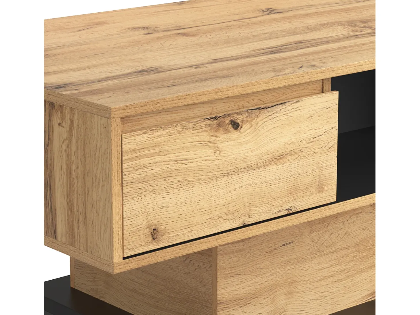 Mesa de centro 100x60cm com gaveta, madeira natural clara