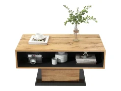 Mesa de centro 100x60cm com gaveta, madeira natural clara