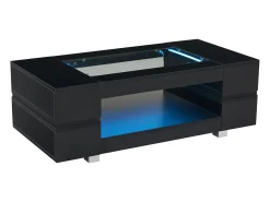 Mesa de centro 100x50x35 cm - com iluminação LED - amplo armazenamento - preto