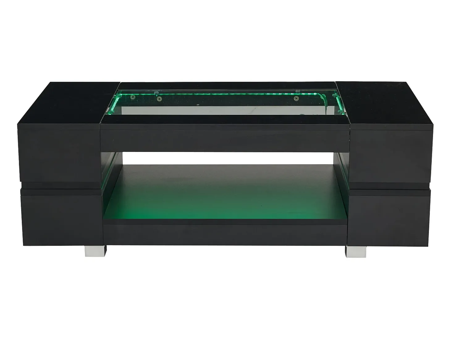 Mesa de centro 100x50x35 cm - com iluminação LED - amplo armazenamento - preto