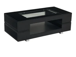 Mesa de centro 100x50x35 cm - com iluminação LED - amplo armazenamento - preto
