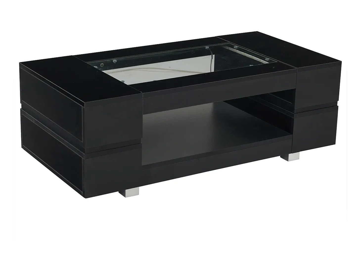 Mesa de centro 100x50x35 cm - com iluminação LED - amplo armazenamento - preto