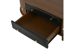 Mesa de centro 100x50x36 cm - con 2 gavetas e 2 portas de correr - Marrom + preto