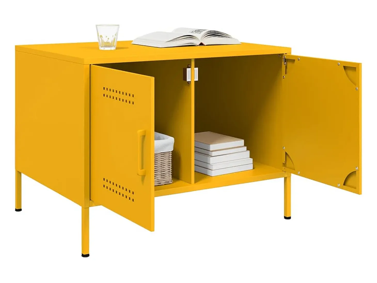 Mesa de centro 68x50x50,5 cm aço amarelo mostarda PT481669