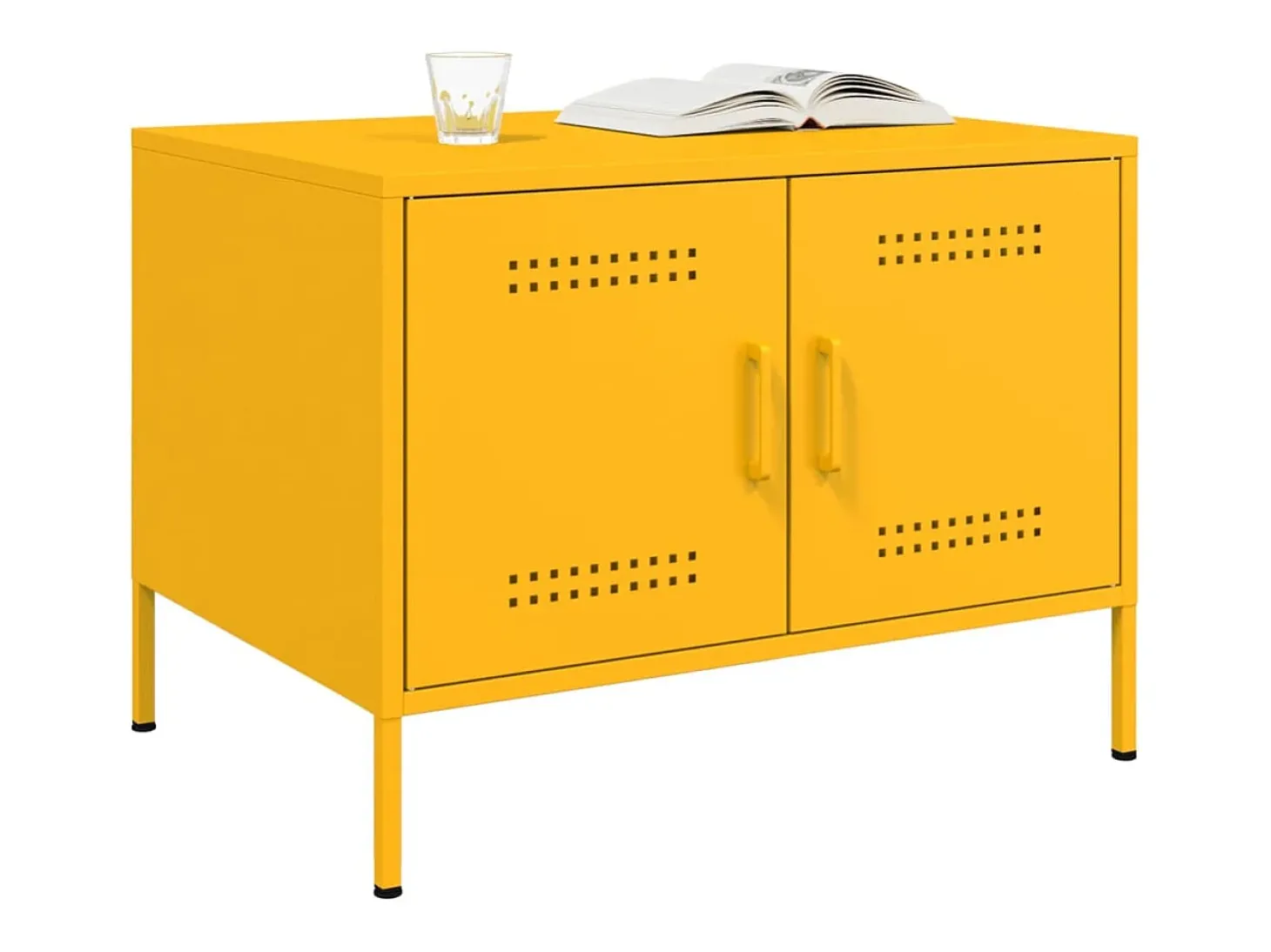 Mesa de centro 68x50x50,5 cm aço amarelo mostarda PT481669