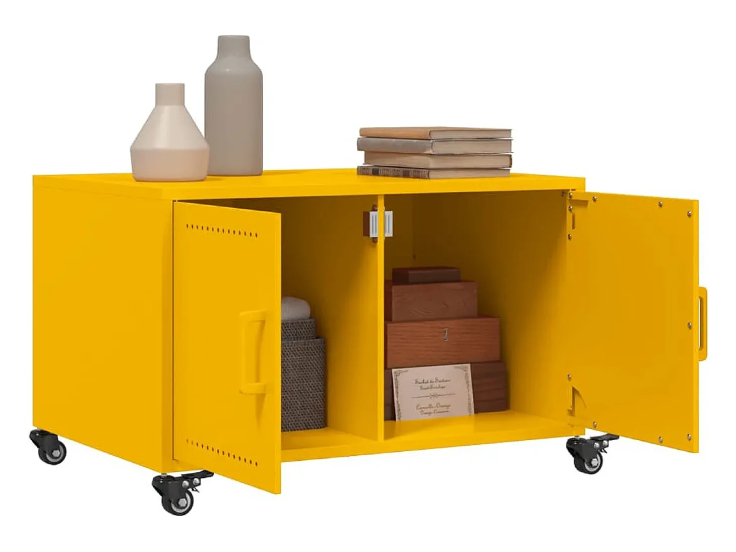 Mesa de centro 68x50x43,5 cm aço amarelo mostarda
