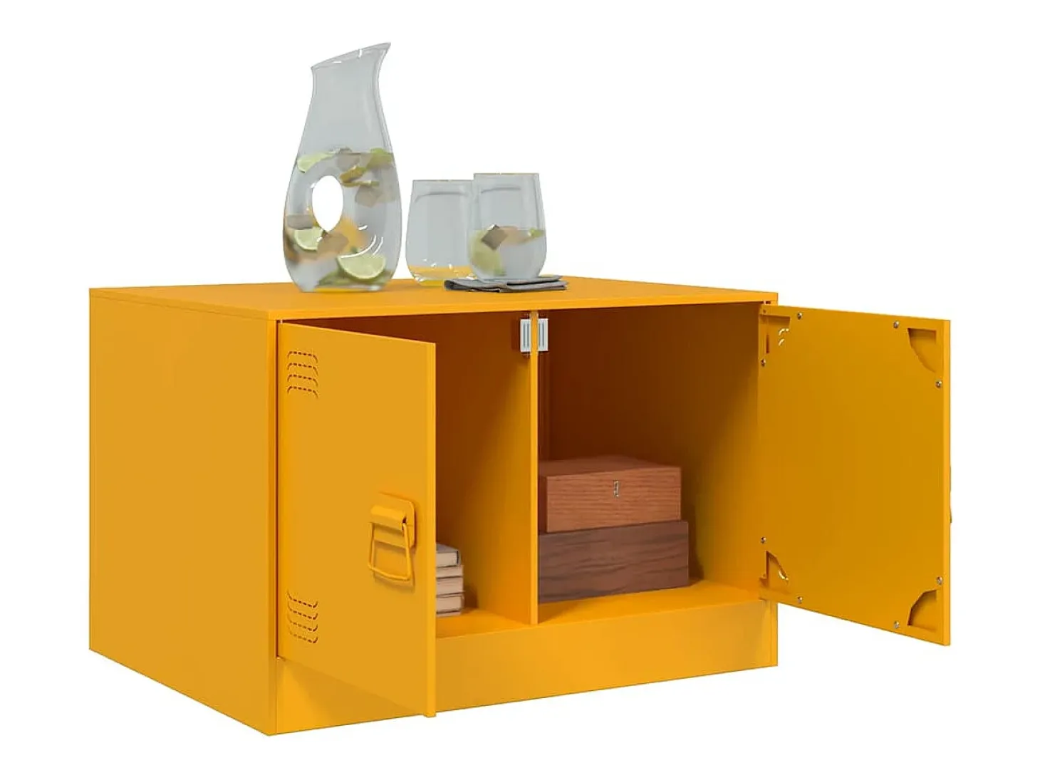 Mesa de centro 67x50x44 cm aço amarelo mostarda