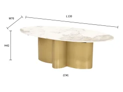 Mesa de centro 130x42x70 cm branco ouro modig m59